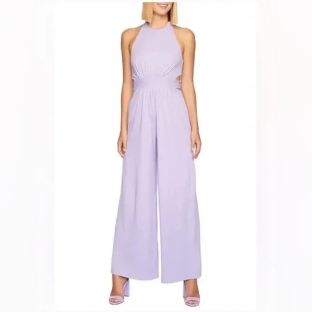 NWT Susana Monaco High Halter Neck Jumpsuit in Sweet Lavender Size Small
